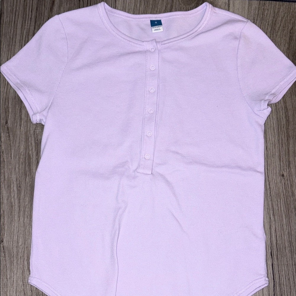 Old Navy Short Sleeve Henley Top - Light Lavender